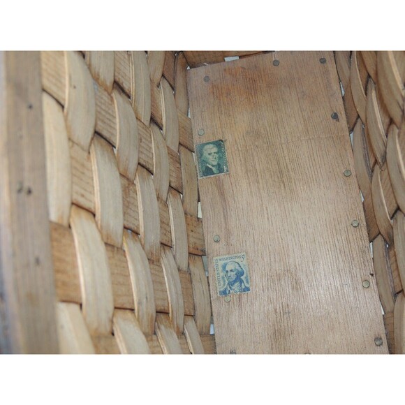 VTG 60s‎ Hand Painted Wooden Picnic Basket Handbag (Bonus 2 VTG Stamps) - Picture 14 of 16